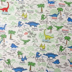 Flannel Fabric |  1yd Green Dinosaur Map Super Snuggle Flannel Fabric