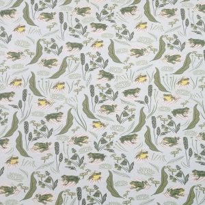 Flannel Fabric |  1yd Green Springtime Frogs Super Snuggle Flannel Fabric