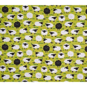 Flannel Fabric |  1yd Happy Sheep on Green Super Snuggle Flannel Fabric