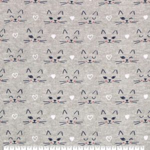 Flannel Fabric |  1yd Hearts and Whiskers Super Snuggle Flannel Fabric