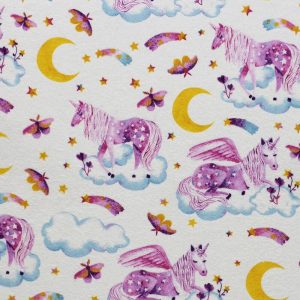 Flannel Fabric |  1yd Night Time Unicorn Super Snuggle Flannel Fabric