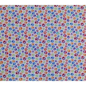 Flannel Fabric |  1yd Rainbow Paws on White Super Snuggle Flannel Fabric