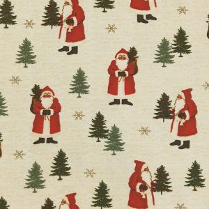 Flannel Fabric |  1yd Santa’s & Trees on White Super Snuggle Christmas Flannel Fabric