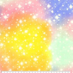 Flannel Fabric |  1yd Stars On Tie Dye Super Snuggle Flannel Fabric