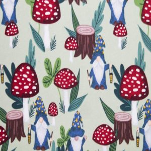 Flannel Fabric |  1yd Super Snuggle Gnome & Mushrooms Flannel Fabric