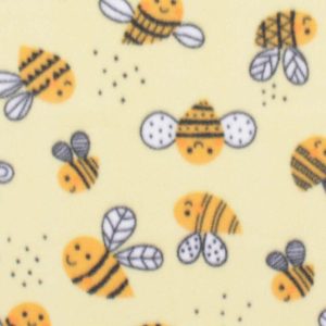 Fleece Fabric |  1yd Blizzard Fleece Fabric Happy Bee on Yellow