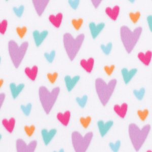 Fleece Fabric |  1yd Blizzard Fleece Fabric Multicolor Sketched Hearts