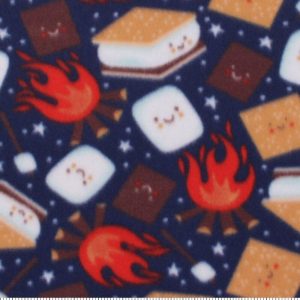 Fleece Fabric |  1yd Blizzard Fleece Fabric Smores On Navy