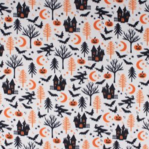 Fleece Fabric |  1yd Blizzard Fleece Halloween Scenic Fabric