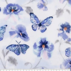 Fleece Fabric |  1yd Butterfly Floral Sew Lush Fleece Fabric