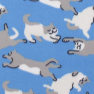 Fleece Fabric |  1yd Cats on Blue Blizzard Fleece Fabric