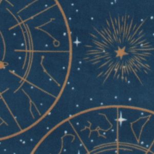 Fleece Fabric |  1yd Celestial Gold Stars on Blue Anti Pill Fleece Fabric