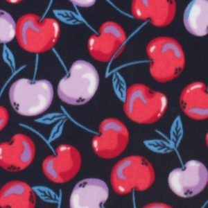 Fleece Fabric |  1yd Cherries on Black Anti Pill Plush Fleece Fabric