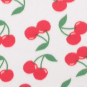 Fleece Fabric |  1yd Cherries on White Blizzard Fleece Fabric