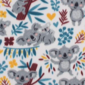 Fleece Fabric |  1yd Cute Gray Koalas Blizzard Fleece Fabric