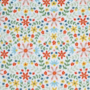 Fleece Fabric |  1yd Cute Mirrored Floral on White Anti Pill Plush Fleece Fabric