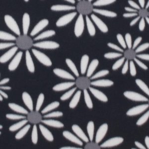 Fleece Fabric |  1yd Daisies on Black Blizzard Fleece Fabric