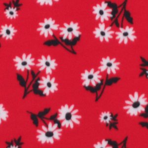 Fleece Fabric |  1yd Daisies on Red Craft Fleece Fabric