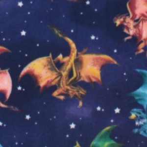 Fleece Fabric |  1yd Dragons & Stars on Navy Anti Pill Plush Fleece Fabric