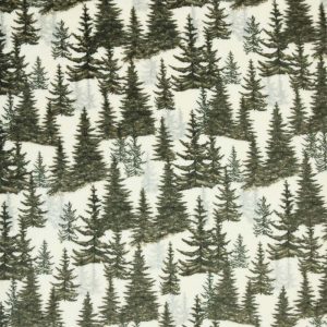 Fleece Fabric |  1yd Evergreen Trees Sew Lush Fleece Fabric