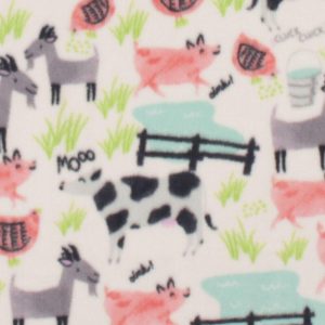 Fleece Fabric |  1yd Farm Animals on White Anti Pill Plush Fleece Fabric