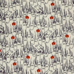 Fleece Fabric |  1yd Ghosts on White Halloween Anti Pill Plush Fleece Fabric