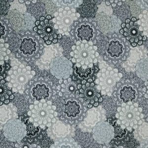 Fleece Fabric |  1yd Gray & White Packed Medallions Anti Pill Fleece Fabric