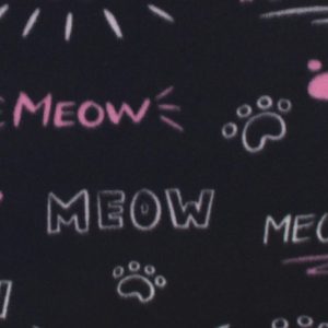 Fleece Fabric |  1yd Meow Paw Prints on Black Blizzard Fleece Fabric