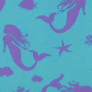 Fleece Fabric |  1yd Mermaids on Blue Craft Fleece Fabric