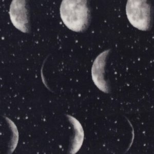 Fleece Fabric |  1yd Moon Phases on Black Anti Pill Fleece Fabric