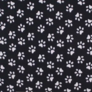 Fleece Fabric |  1yd Paws on Black Craft Fleece Fabric