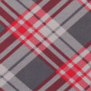 Fleece Fabric |  1yd Red Gray Bias Plaid Blizzard Fleece Fabric