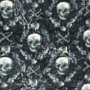 Fleece Fabric |  1yd Skulls on Black Anti Pill Fleece Fabric