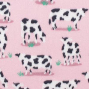 Fleece Fabric |  1yd Standing Cows on Pink Blizzard Fleece Fabric