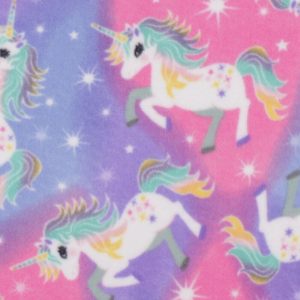 Fleece Fabric |  1yd Unicorns on Tie Dye Anti Pill Plush Fleece Fabric