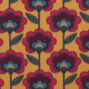 Fleece Fabric |  1yd Vertical Floral on Yellow Blizzard Fleece Fabric