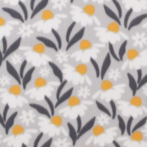 Fleece Fabric |  1yd White Floral on Grey Blizzard Fleece Fabric