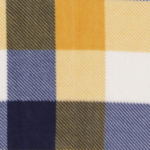 Fleece Fabric |  1yd Yellow & Navy Buffalo Checks Anti Pill Fleece Fabric