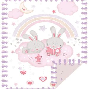 Fleece Tie Blankets |  1yd 48″ Wide Bunnies Reading No Sew Fleece Blanket