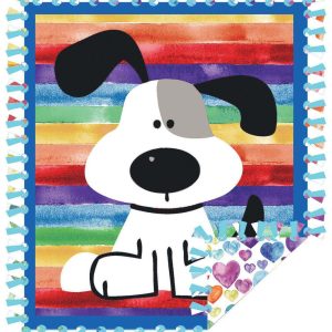 Fleece Tie Blankets |  1yd 48″ Wide Dog on Rainbow No Sew Fleece Blanket