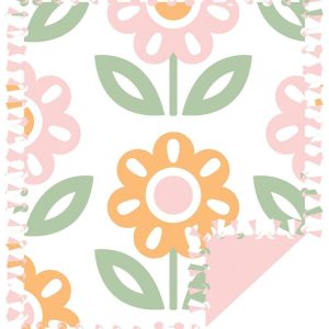 Fleece Tie Blankets |  1yd 48″ Wide Floral on White No Sew Fleece Blanket