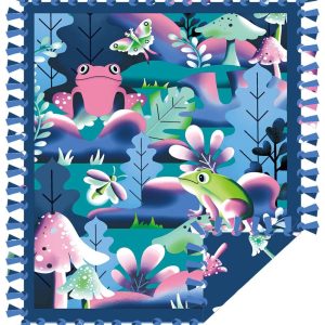 Fleece Tie Blankets |  1yd 48″ Wide Frog Garden on Blue No Sew Fleece Blanket