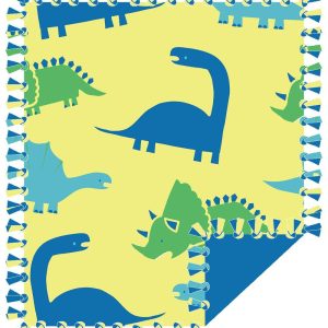 Fleece Tie Blankets |  1yd 48″ Wide Green & Blue Dinosaurs No Sew Fleece Blanket