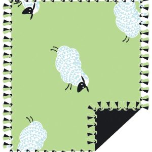 Fleece Tie Blankets |  1yd 48″ Wide Leaping Lambs on Green No Sew Fleece Blanket