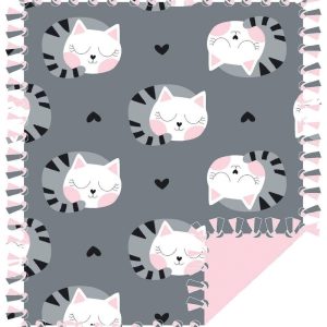 Fleece Tie Blankets |  1yd 48″ Wide Sleeping Cat No Sew Fleece Blanket