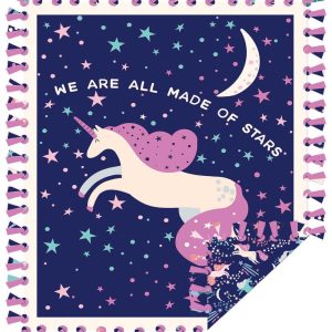 Fleece Tie Blankets |  1yd 48″ Wide Unicorn & Stars No Sew Fleece Blanket