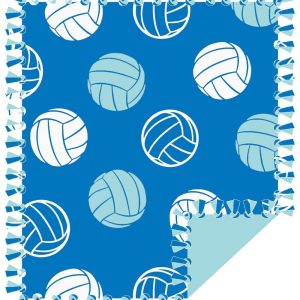 Fleece Tie Blankets |  1yd 48″ Wide Volleyball on Blue No Sew Fleece Blanket