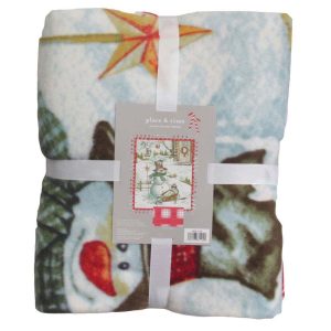 Fleece Tie Blankets |  1yd 72″ Wide Antique Snowman No Sew Fleece Blanket