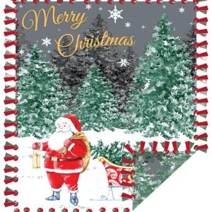 Fleece Tie Blankets |  1yd 72″ Wide Merry Christmas & Santa No Sew Fleece Blanket