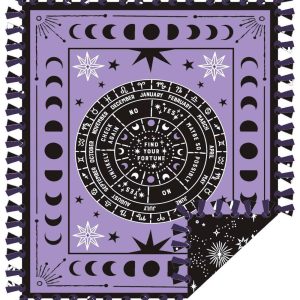 Fleece Tie Blankets |  1yd 72″ Wide Mystical Calendar on Purple Halloween No Sew Fleece Blanket